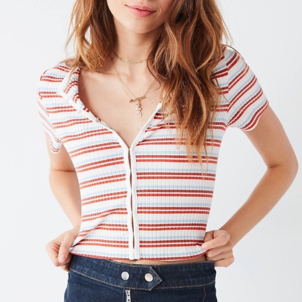 Urban Outfitters striped ribbed crop top